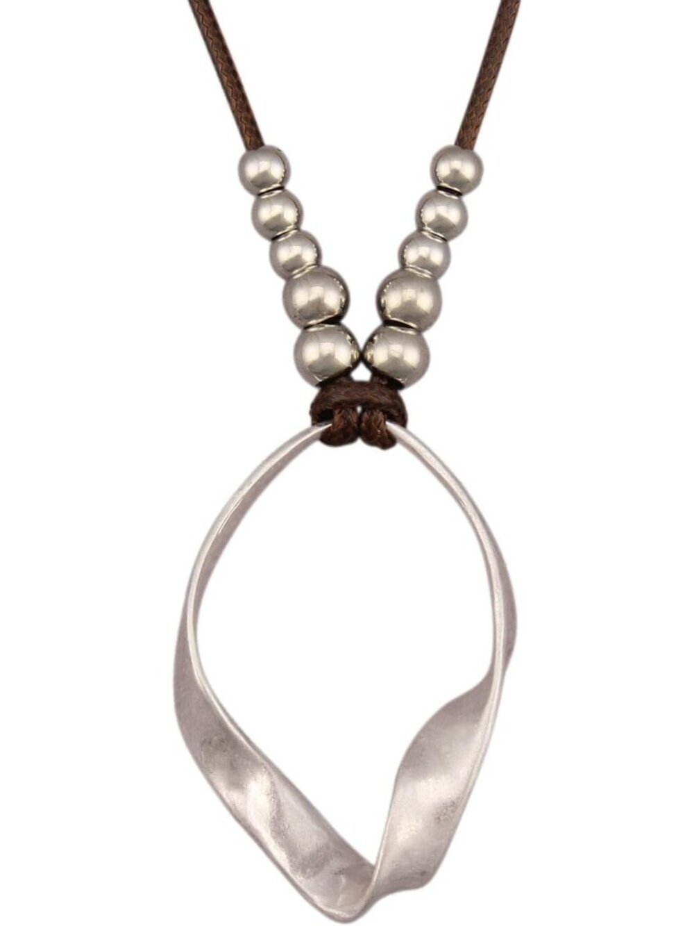 Women's Boho Silver Hoop Necklace Twisted Geometric Pendant Long Cord Jewelry